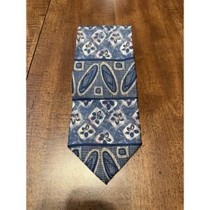 Barrington Men's 100% Silk Tie Blue Abstract Paisley Italian Fabric Made USA